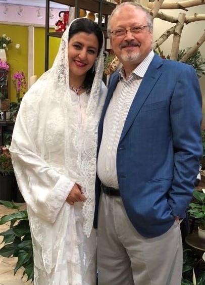 Hanan and Jamal Khashoggi on their wedding day in 2018