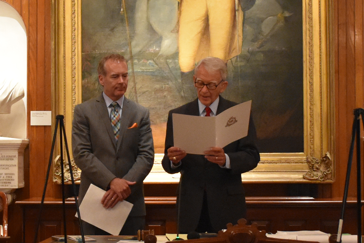 Motley Rice attorney John Herrick with Charleston, SC Mayor Joseph Riley II