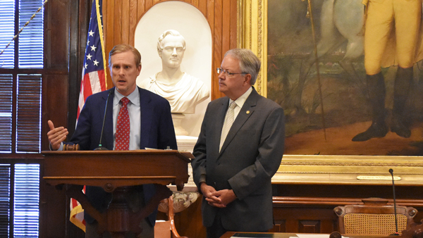 Attorney Lance Oliver speaking at the Charleston, S.C. Mesothelioma Day Proclamation. Photo provided by City of Charleston.