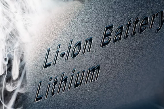 Close-up of an e-cigarette's li-ion battery.