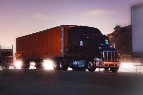 Semi-truck at dusk