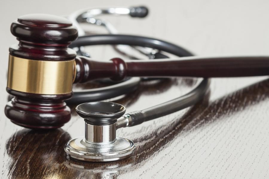 Gavel next to stethoscope