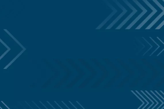 An abstract dark blue graphic featuring deep blue and light blue arrows pointing to the right